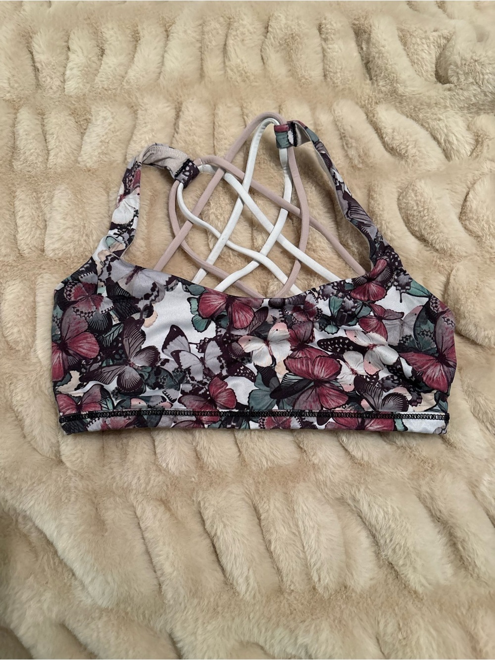 lululemon athletica Butterfly-Print Strappy Swim Top - Pink/Green/White